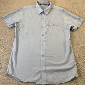 Travis Mathew Shirt‎ Mens Medium Light Blue Button Up Pocket Performance Golf